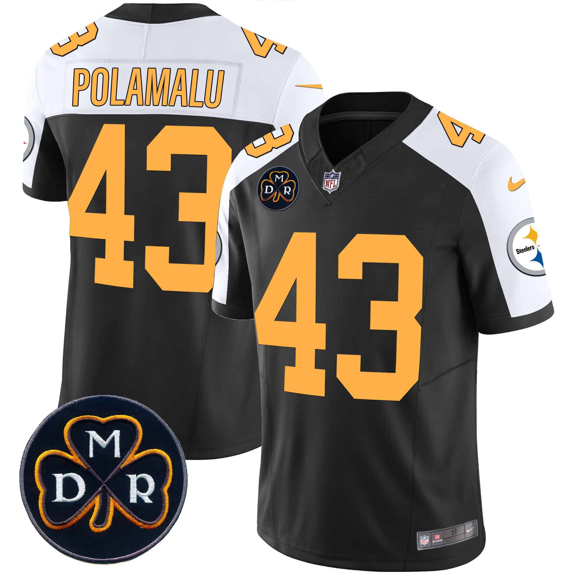 Men Pittsburgh Steelers #43 Polamalu Black 2024 Nike DMR Patch Vapor Limited NFL Jersey